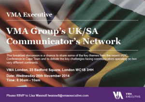VMA Group's UK/SA Communicator's Network banner